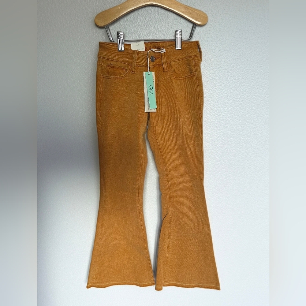 Grace in LA Girls Flare Jeans Size 16 Mustard Stretch Denim NWT